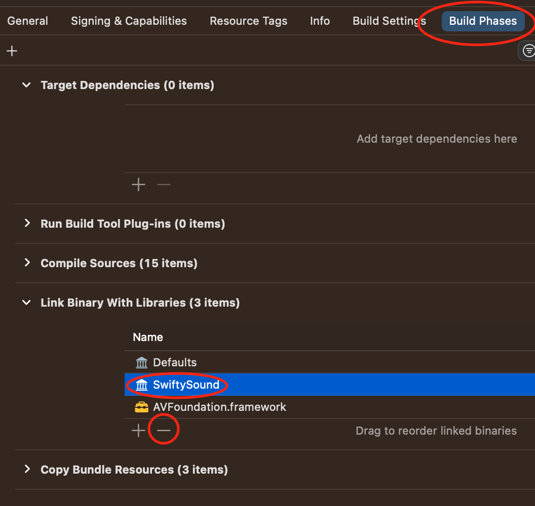 Screenshot showing Xcode with a disabled 'Delete' option for a dependency